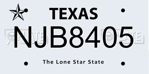 NJB8405 Texas License Plate