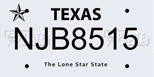NJB8515 Texas License Plate