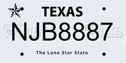 NJB8887 Texas License Plate