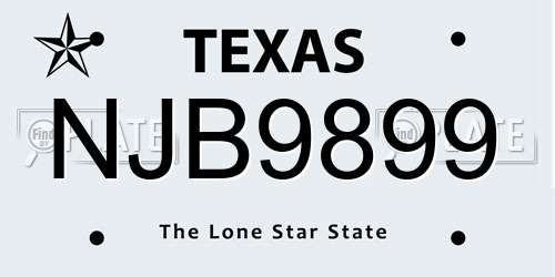 NJB9899 Texas License Plate
