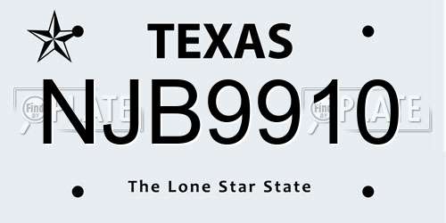 NJB9910 Texas License Plate