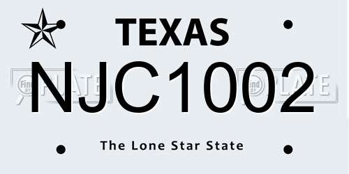 NJC1002 Texas License Plate
