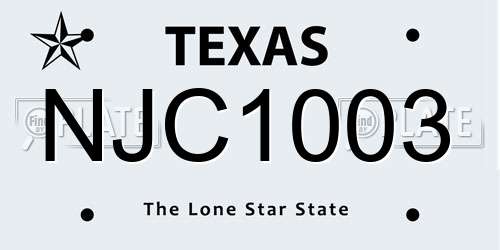 NJC1003 Texas License Plate