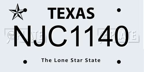 NJC1140 Texas License Plate