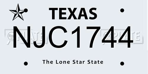 NJC1744 Texas License Plate