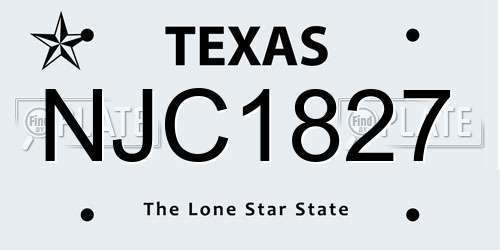 NJC1827 Texas License Plate