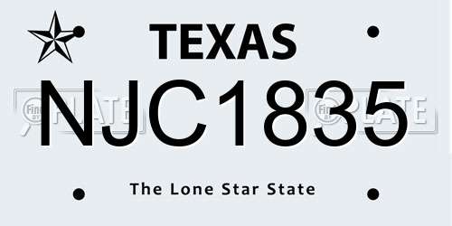 NJC1835 Texas License Plate