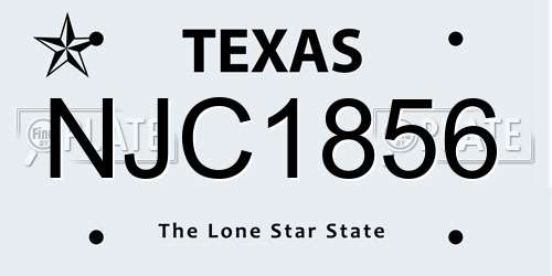 NJC1856 Texas License Plate