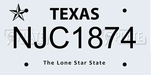 NJC1874 Texas License Plate
