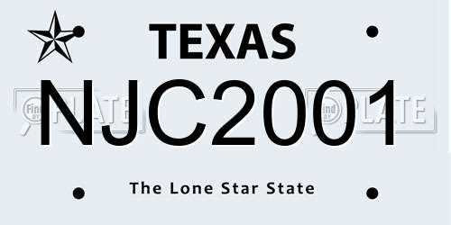 NJC2001 Texas License Plate