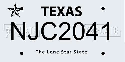 NJC2041 Texas License Plate