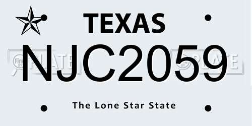 NJC2059 Texas License Plate
