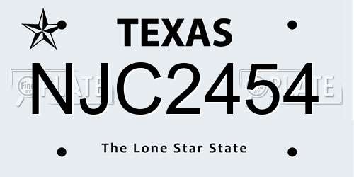 NJC2454 Texas License Plate