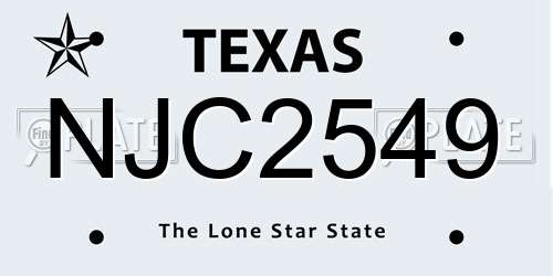 NJC2549 Texas License Plate