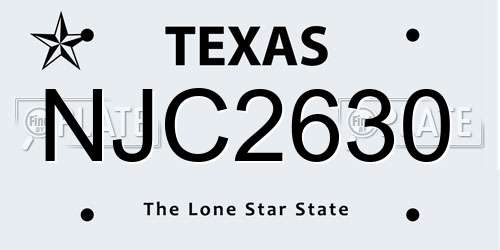 NJC2630 Texas License Plate