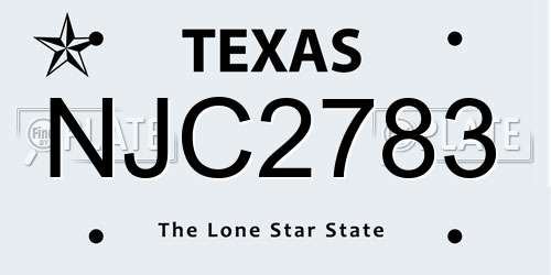 NJC2783 Texas License Plate