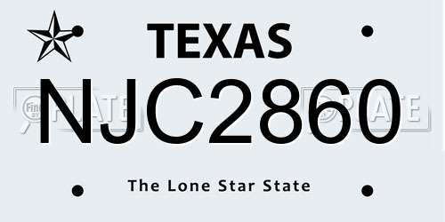 NJC2860 Texas License Plate
