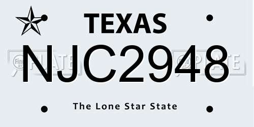 NJC2948 Texas License Plate
