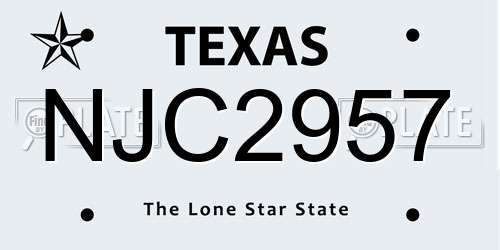 NJC2957 Texas License Plate