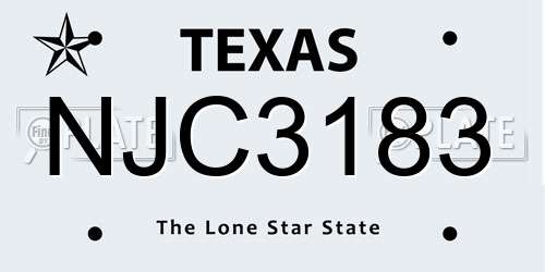 NJC3183 Texas License Plate
