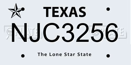 NJC3256 Texas License Plate
