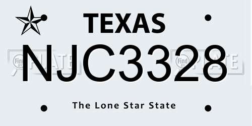 NJC3328 Texas License Plate