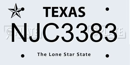 NJC3383 Texas License Plate