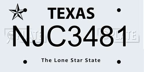 NJC3481 Texas License Plate