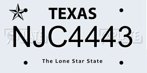 NJC4443 Texas License Plate