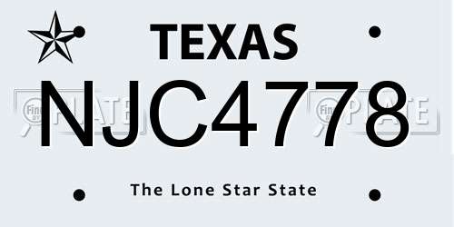 NJC4778 Texas License Plate