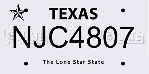 NJC4807 Texas License Plate
