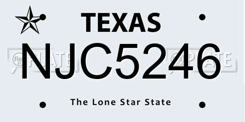 NJC5246 Texas License Plate