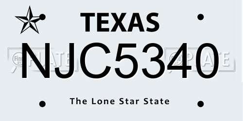 NJC5340 Texas License Plate