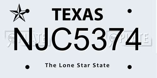 NJC5374 Texas License Plate