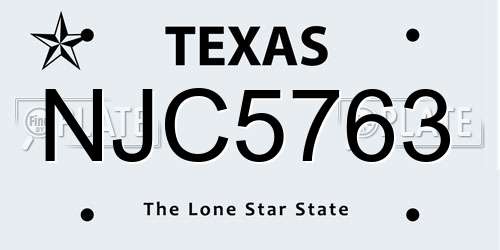NJC5763 Texas License Plate