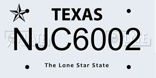 NJC6002 Texas License Plate