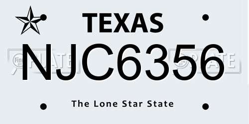 NJC6356 Texas License Plate