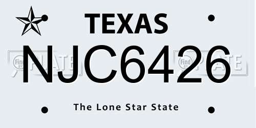 NJC6426 Texas License Plate