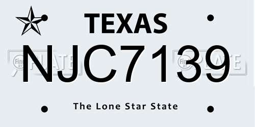 NJC7139 Texas License Plate