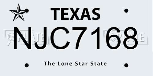 NJC7168 Texas License Plate