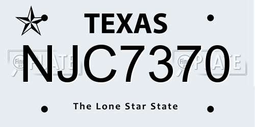 NJC7370 Texas License Plate