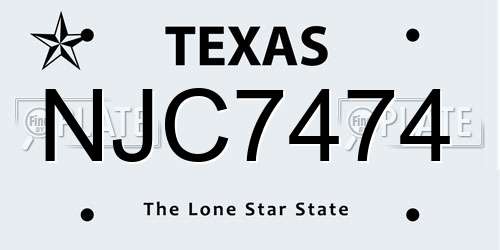NJC7474 Texas License Plate