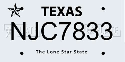 NJC7833 Texas License Plate