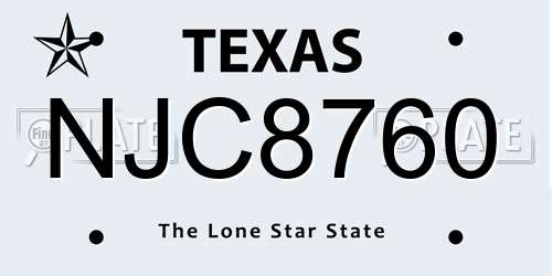 NJC8760 Texas License Plate