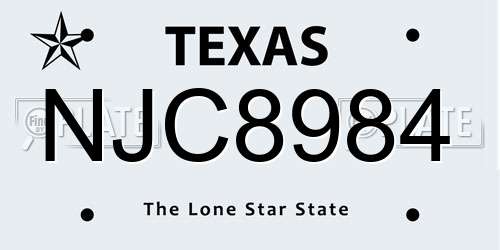 NJC8984 Texas License Plate