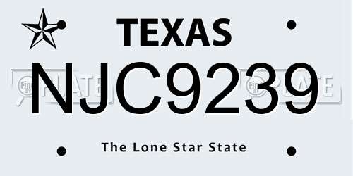 NJC9239 Texas License Plate