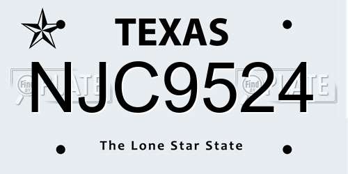 NJC9524 Texas License Plate