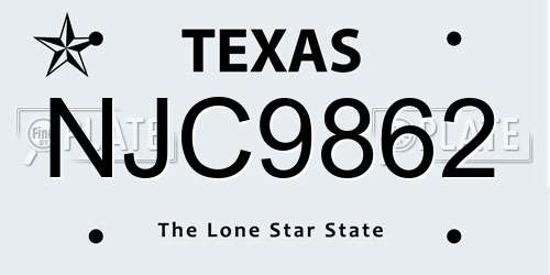NJC9862 Texas License Plate