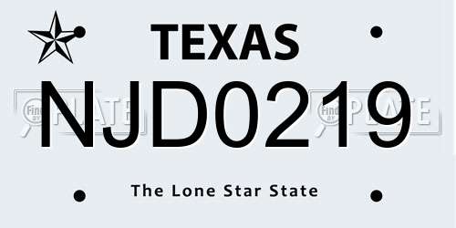 NJD0219 Texas License Plate