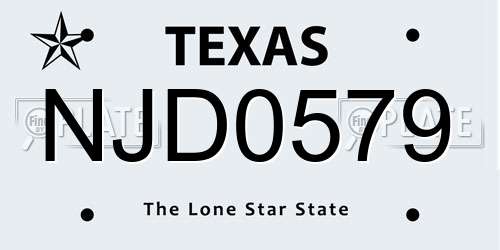 NJD0579 Texas License Plate